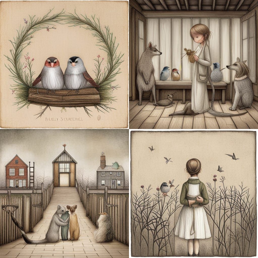 Enchanting Woodland Gathering: A Nostalgic Illustration