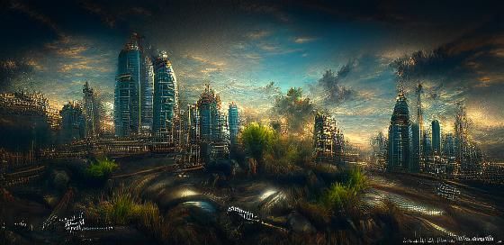 Post-Apocalyptic City at Sunset: Aerial Hyperrealism