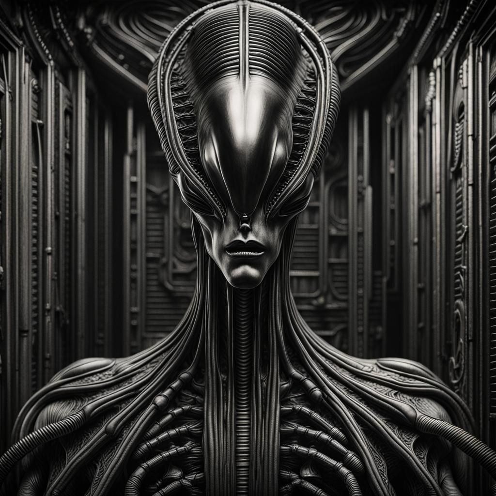 Giger-Inspired Alien Sci-Fi Gate in Hyper Detail
