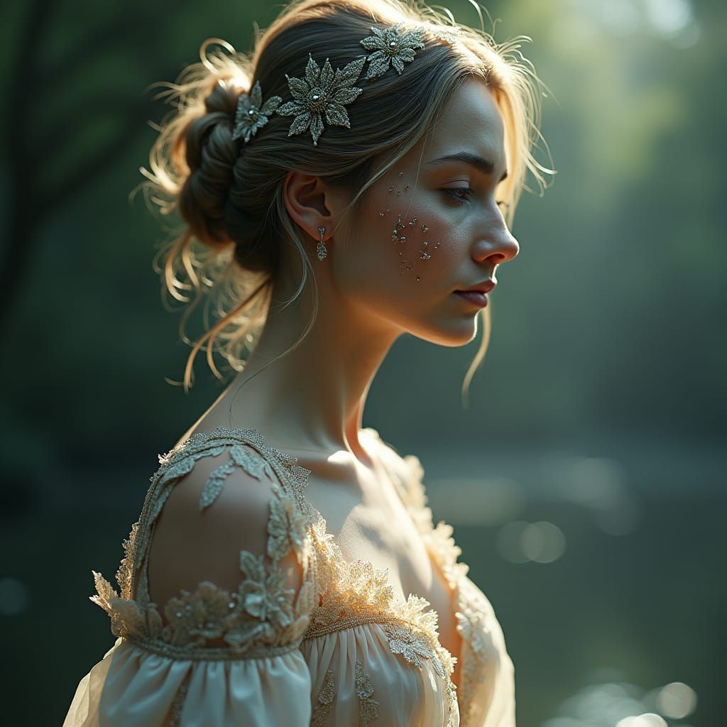 Fractured Soul: Elegant Exterior in Dark Fantasy Style