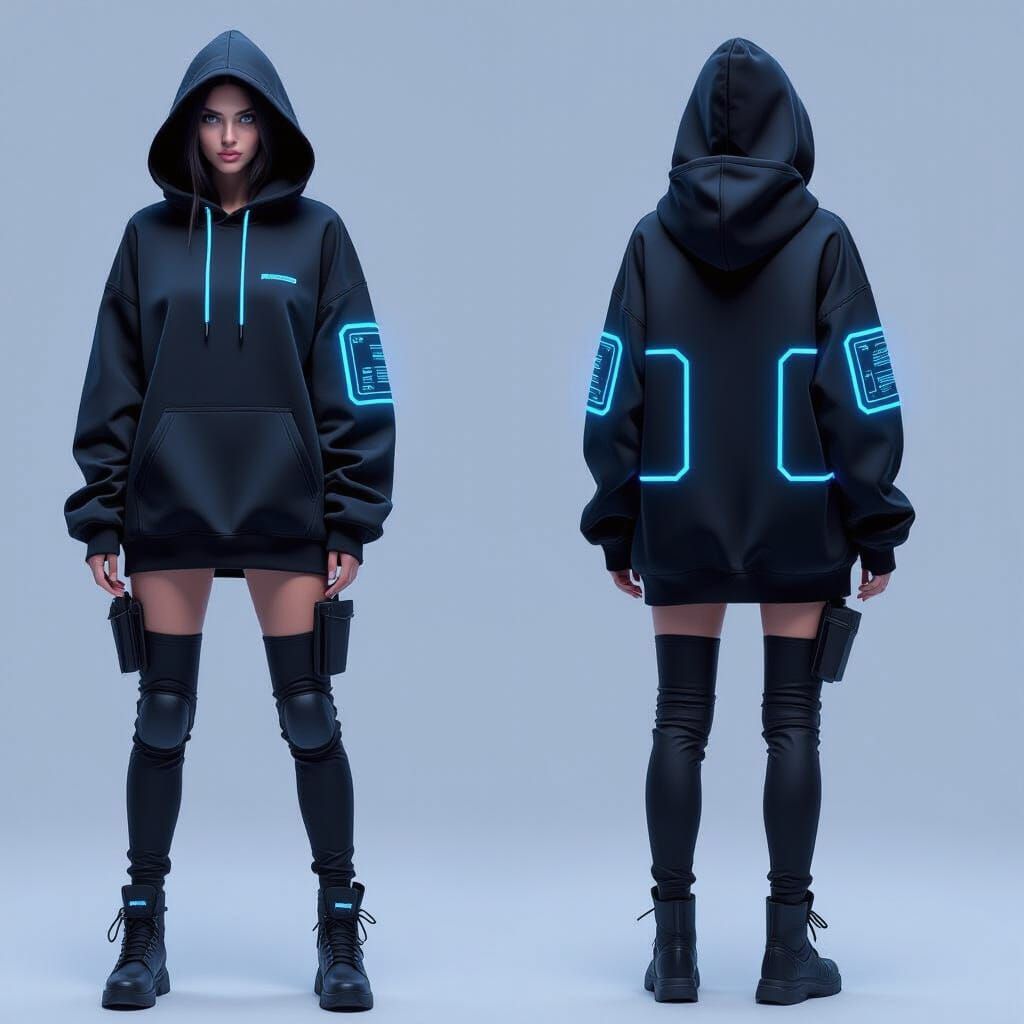 Futuristic Hoodie with Luminous Circuits: Streetwear