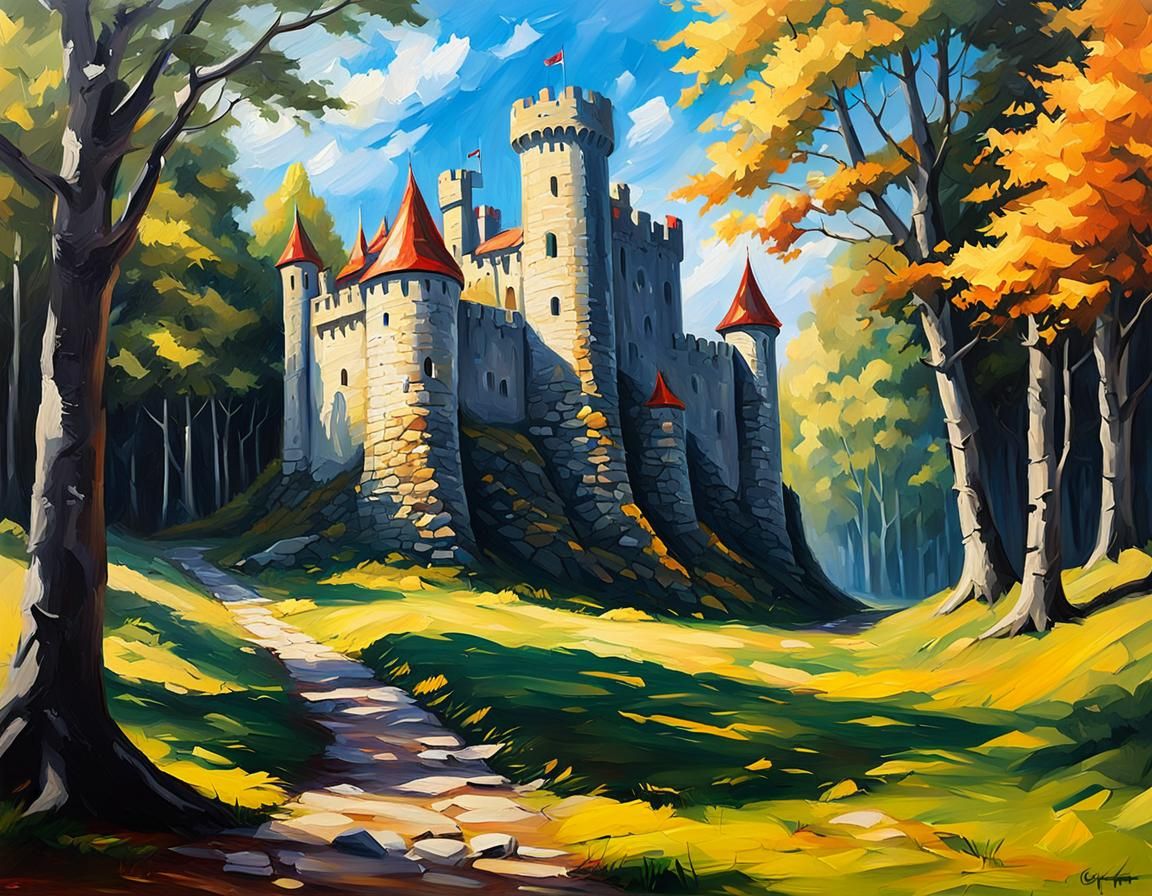 Small Castle Oil Painting in Game of Thrones Style
