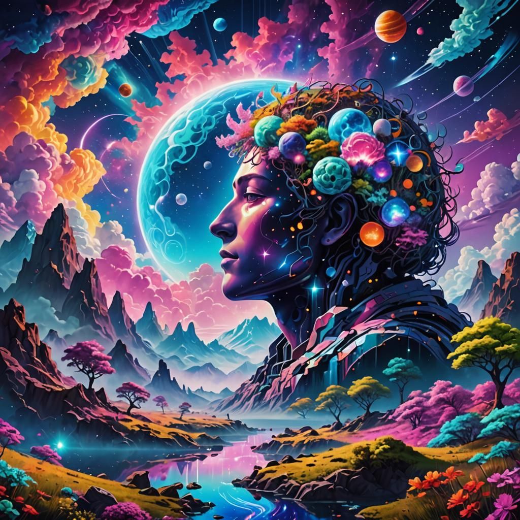 Vivid Cosmic Dreamscape Inside the Mind