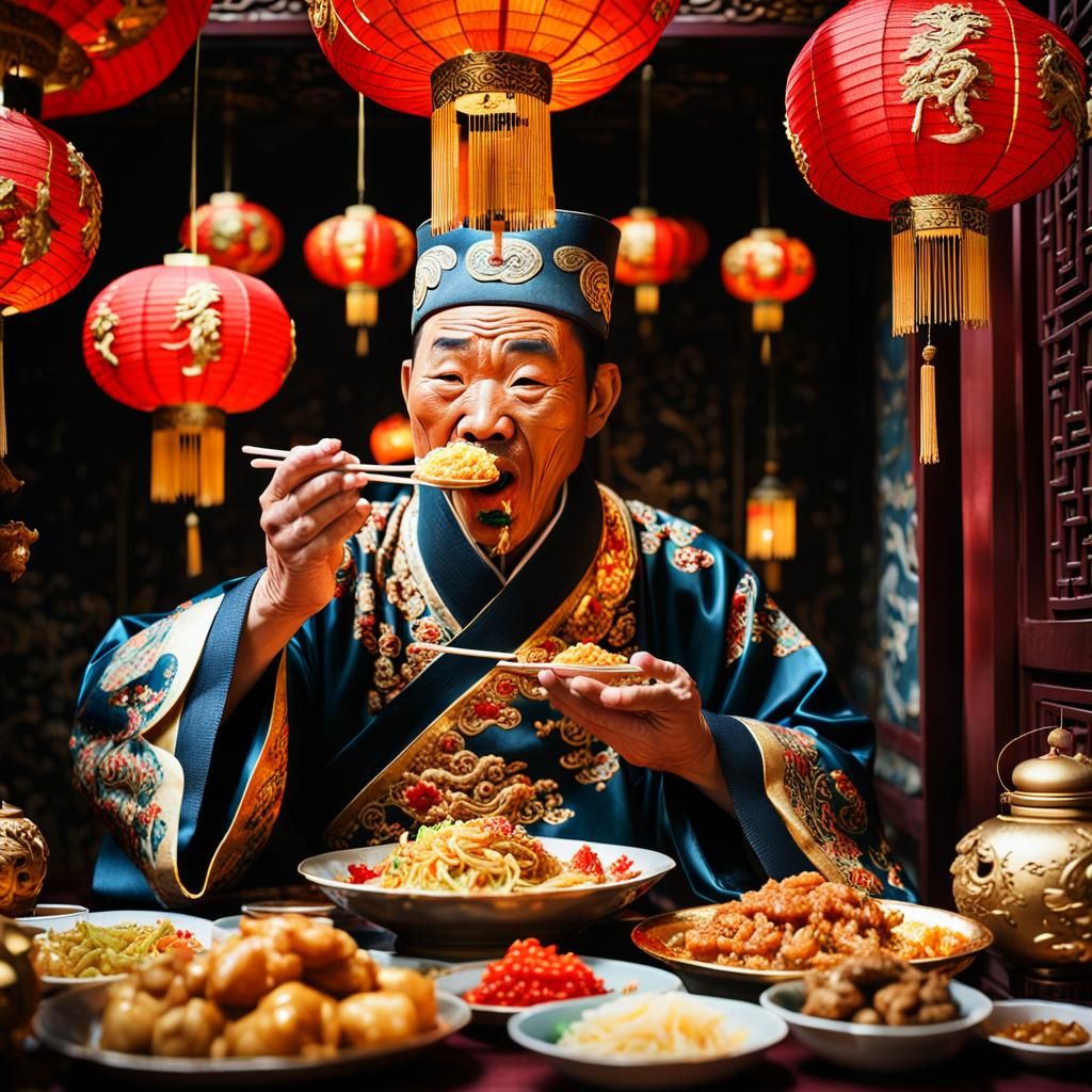 Greedy Feasting in Ancient China: Surreal Concept Art