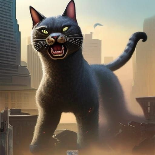 Giant Cat Kaiju Attacks Los Angeles