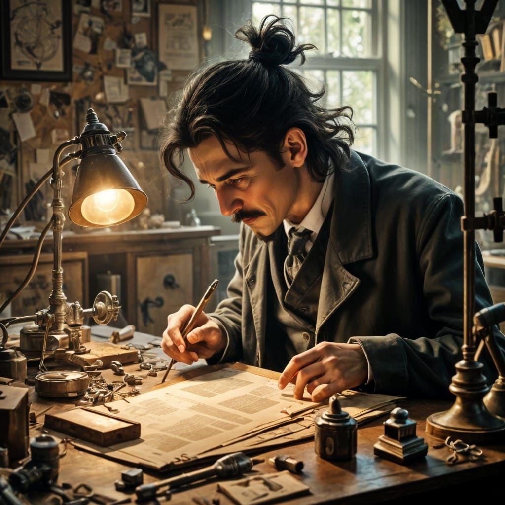 Inventor's Intense Focus in a Cluttered Workspace