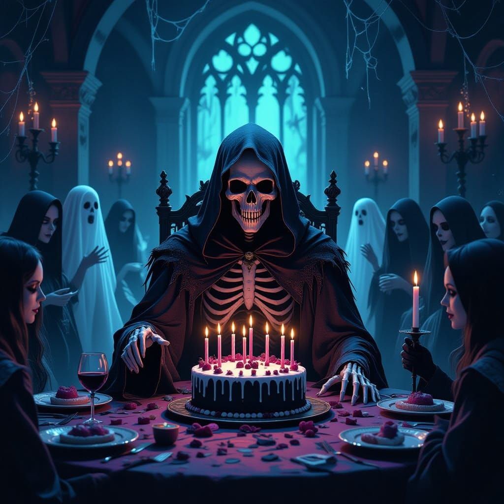 Grim Reaper's Gothic Birthday Bash Illustrated