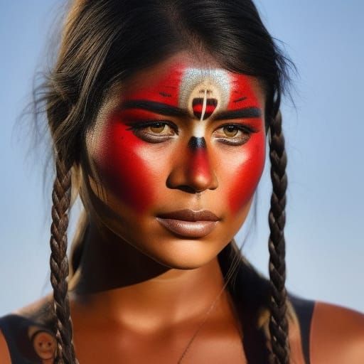 Aboriginal Woman Portrait with Traditional Face Paint