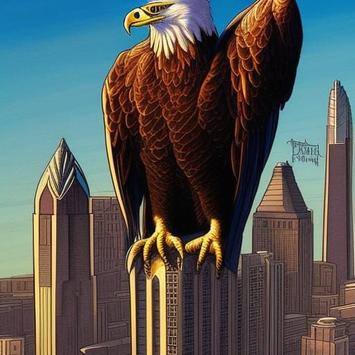 Eagle Over Philadelphia in Comic Book Art