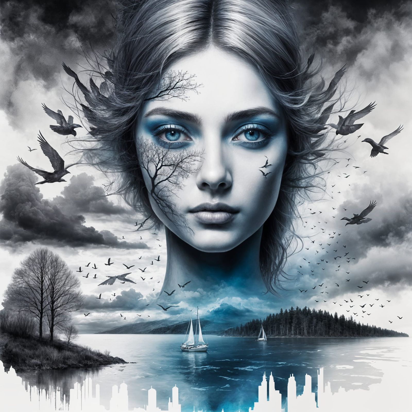 Contrasting Face: Forest and Sea in Vivid Detail