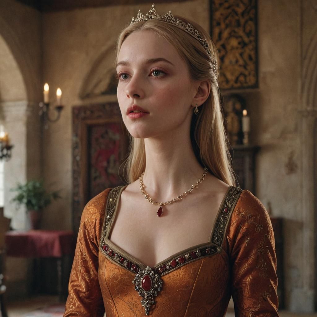 Medieval Princess in Luxurious Room: Photorealistic Art