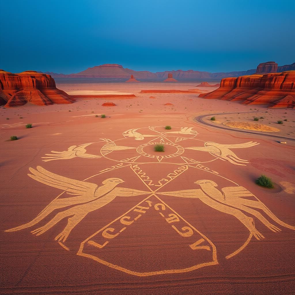 Mystical Nazca Lines in Surreal Inca Art Style