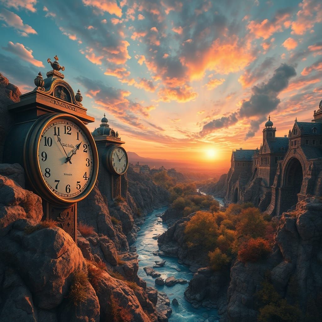 Surreal Time-Distorted Landscape as Impasto Painting