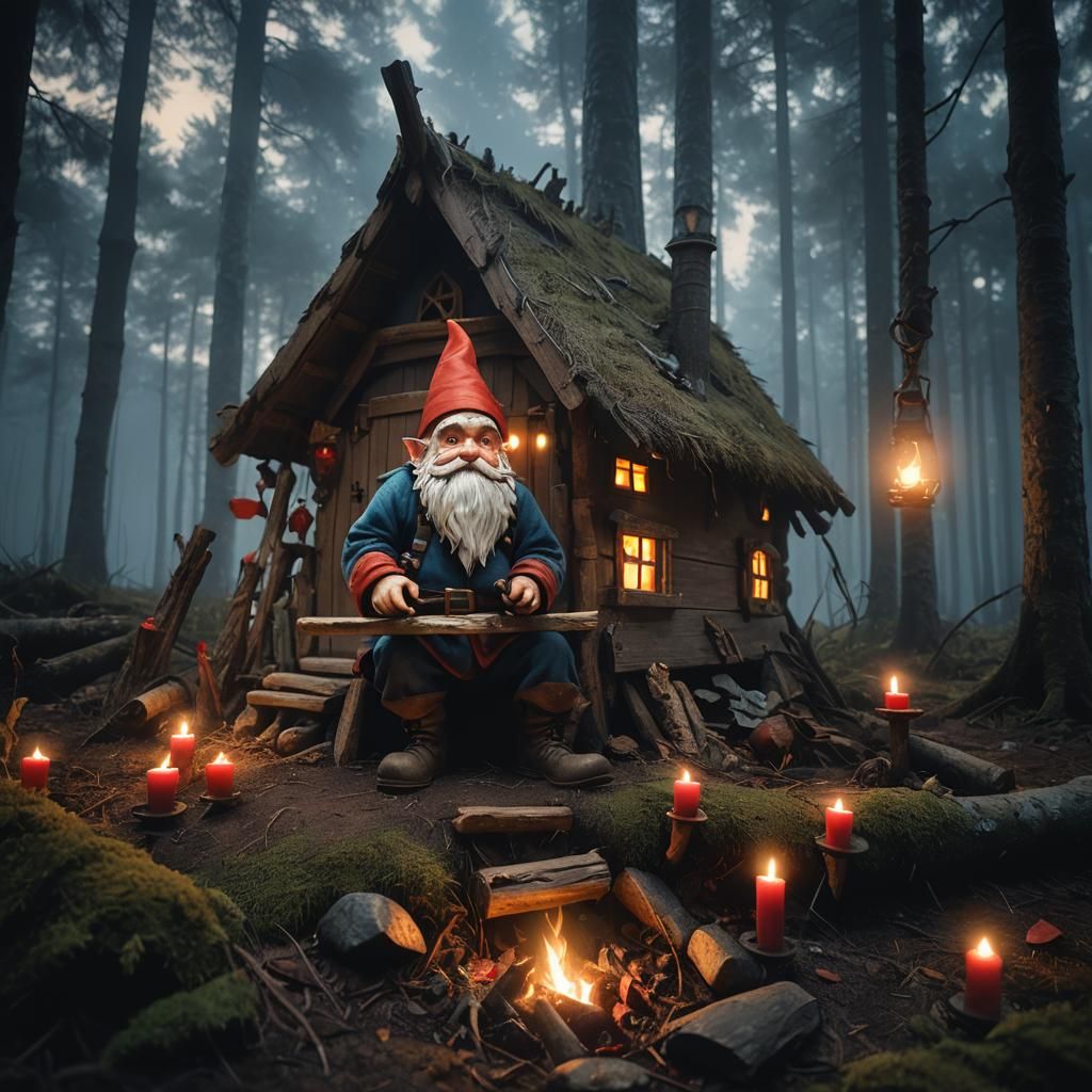 Gnome Enchants in Dark Forest Hut