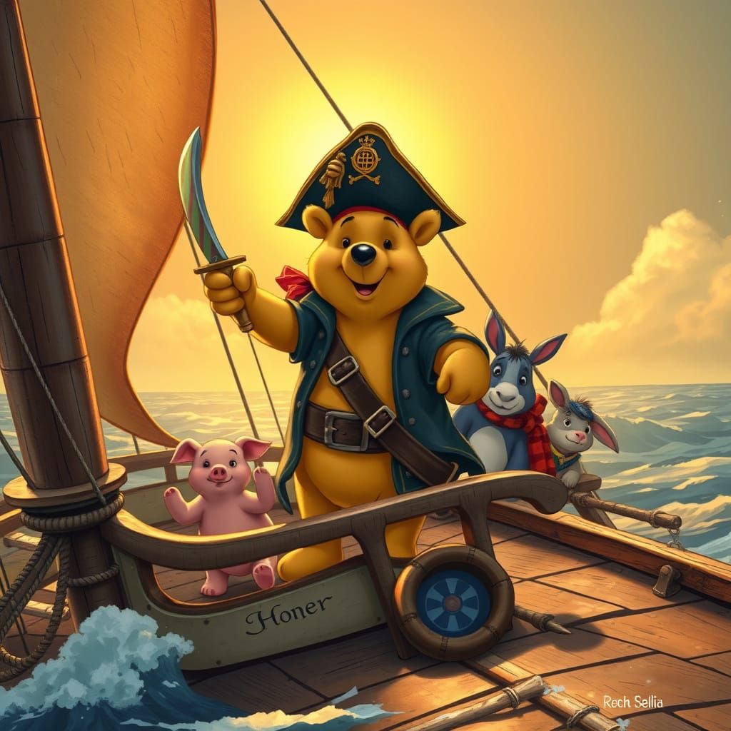 Pirate Winnie the Pooh Embarks on Whimsical Oceanic Quest