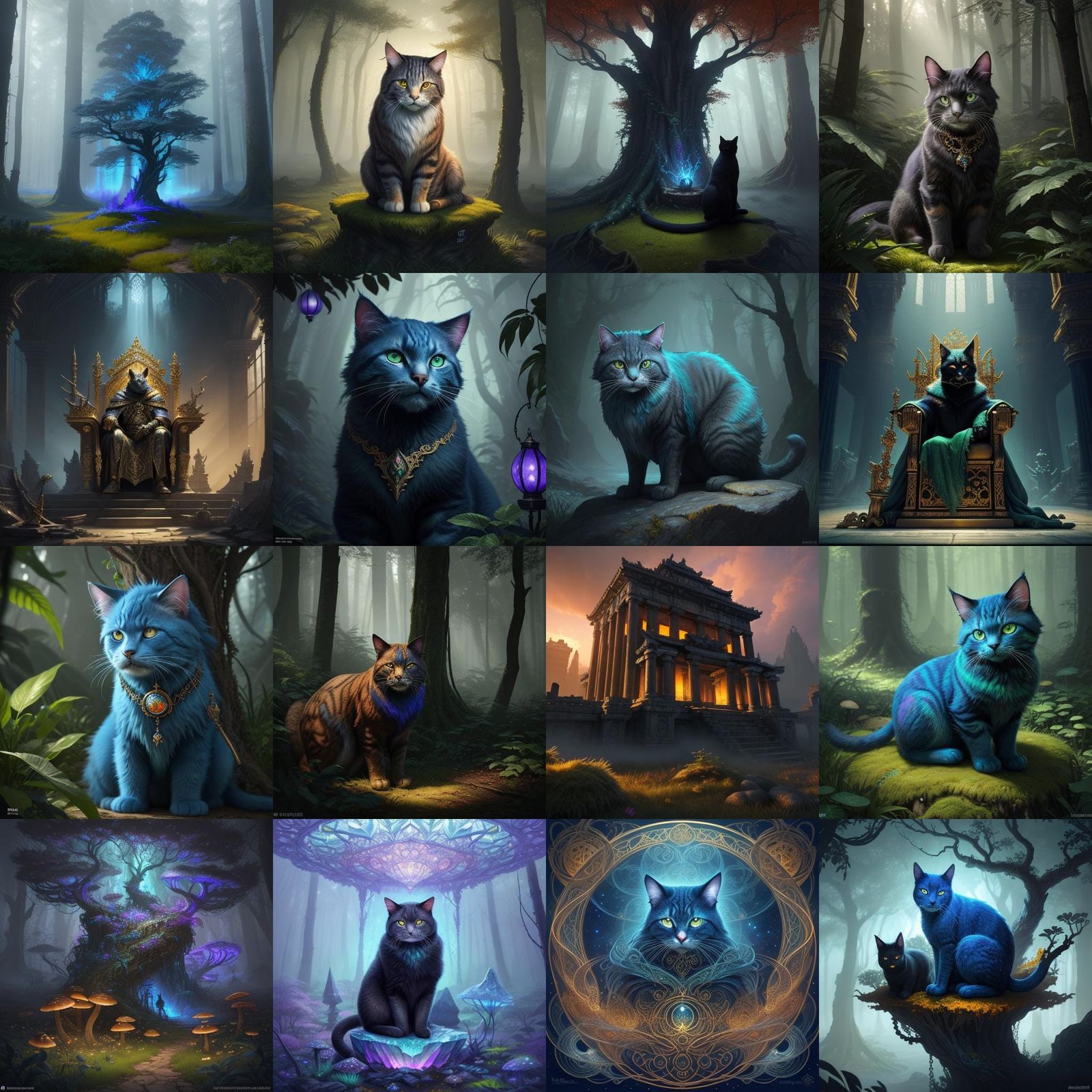 Fantastical Cat in Detailed Matte Painting