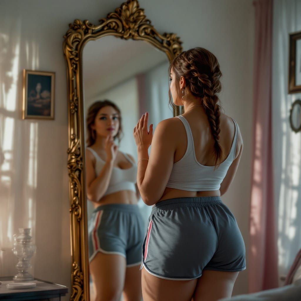 Elegant Morning Reflections in a Sunlit Bedroom