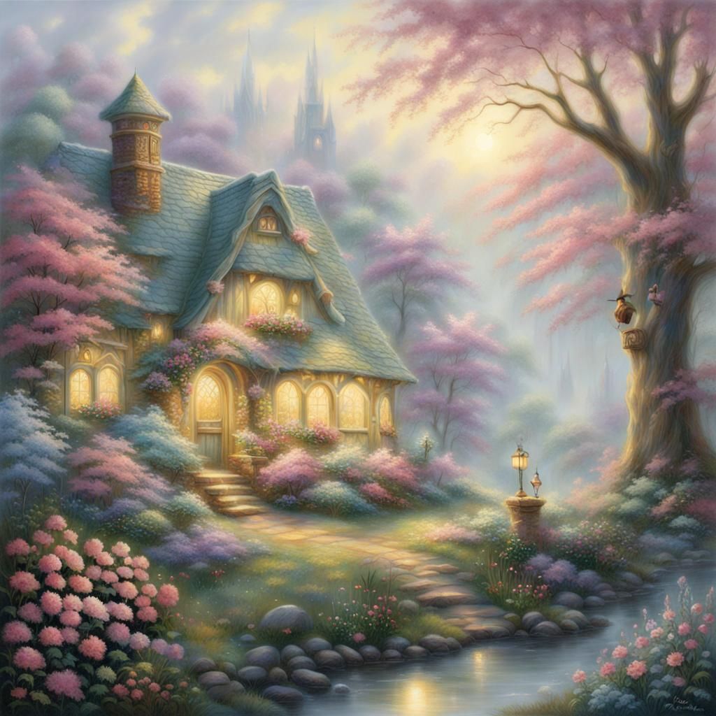 Ethereal Bunny in Dreamlike Landscape