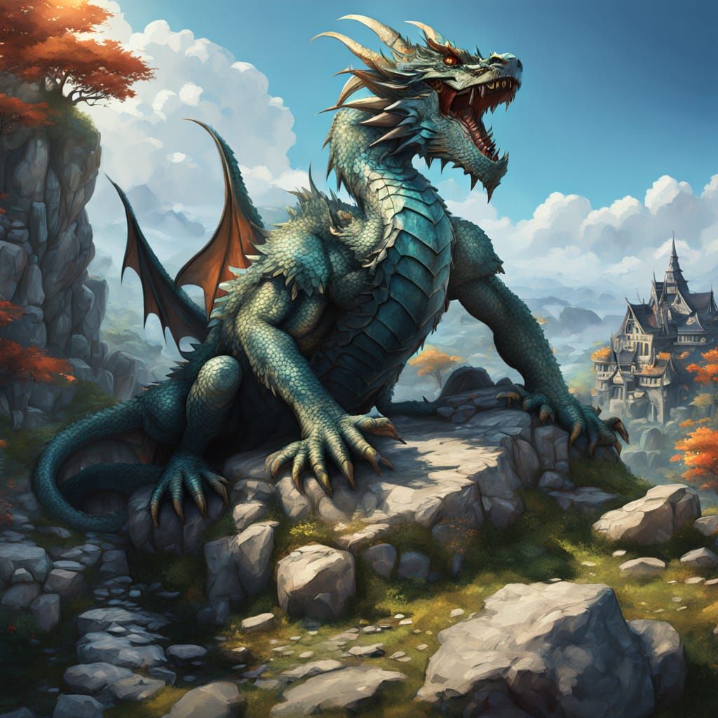 Dragon of Legend Reigns Over Goblin Village in Anime-Inspire...