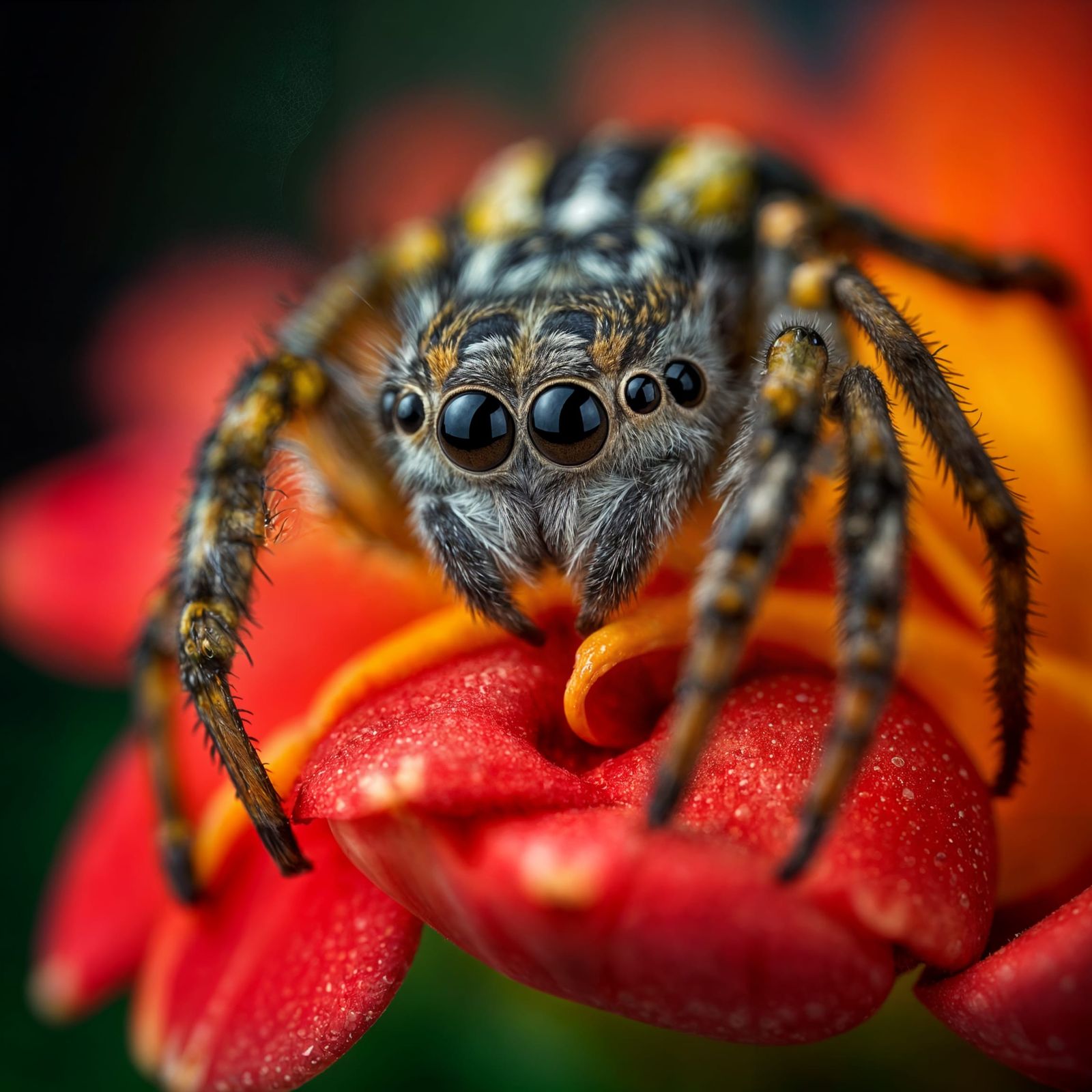 Hyperrealistic Macro Photo of a Spider's Eyes