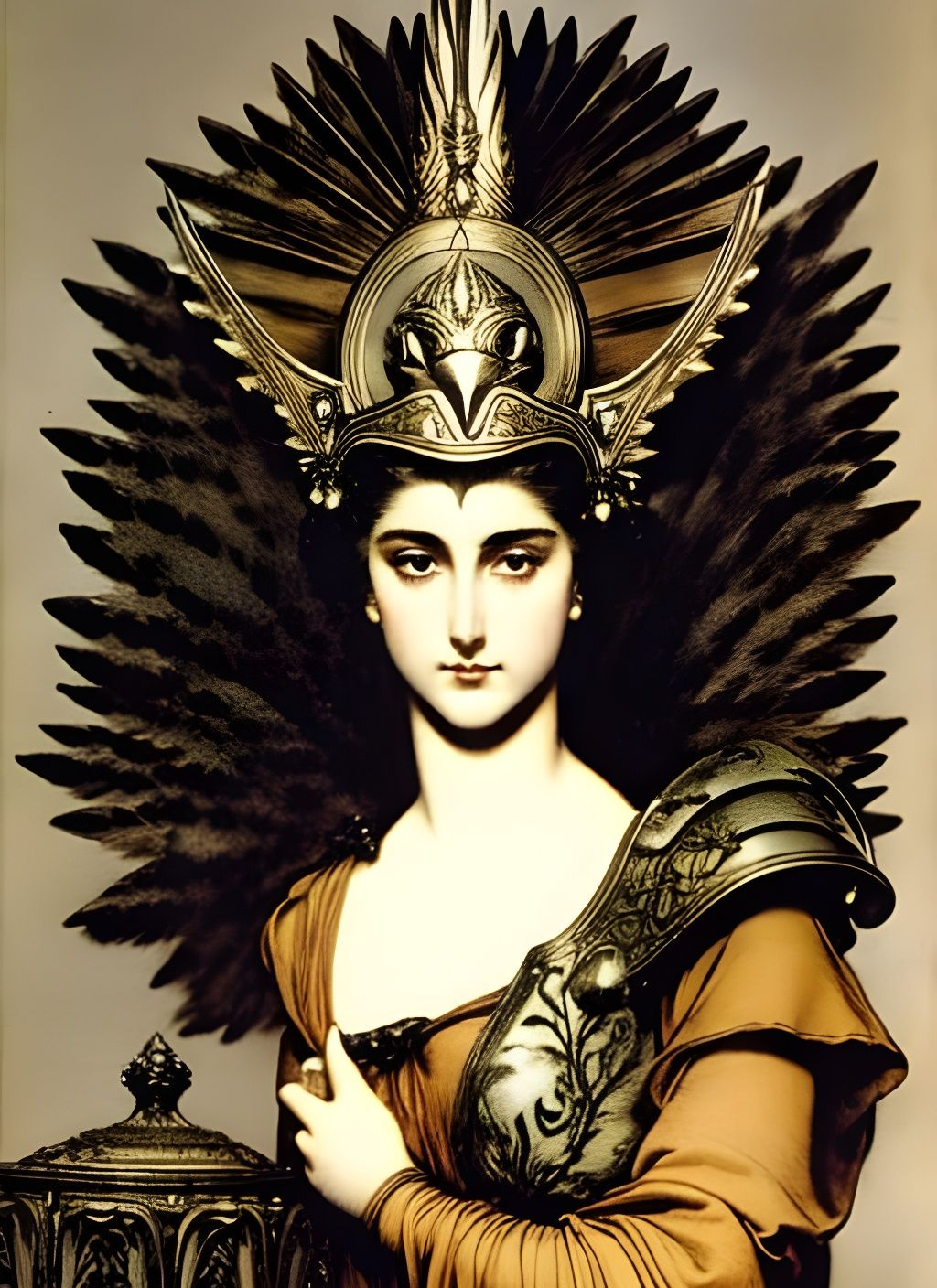 Athena in Bronze Armor: Watercolor Illustration