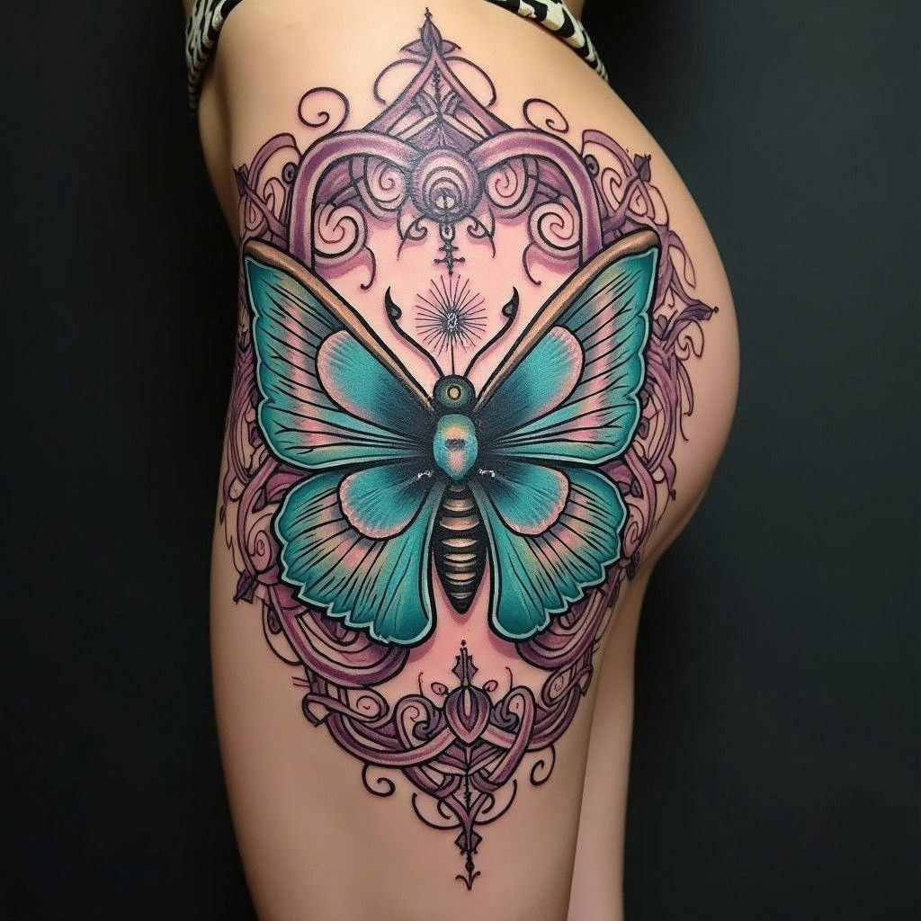 Celtic Moth Woman Mandala Tattoo Design