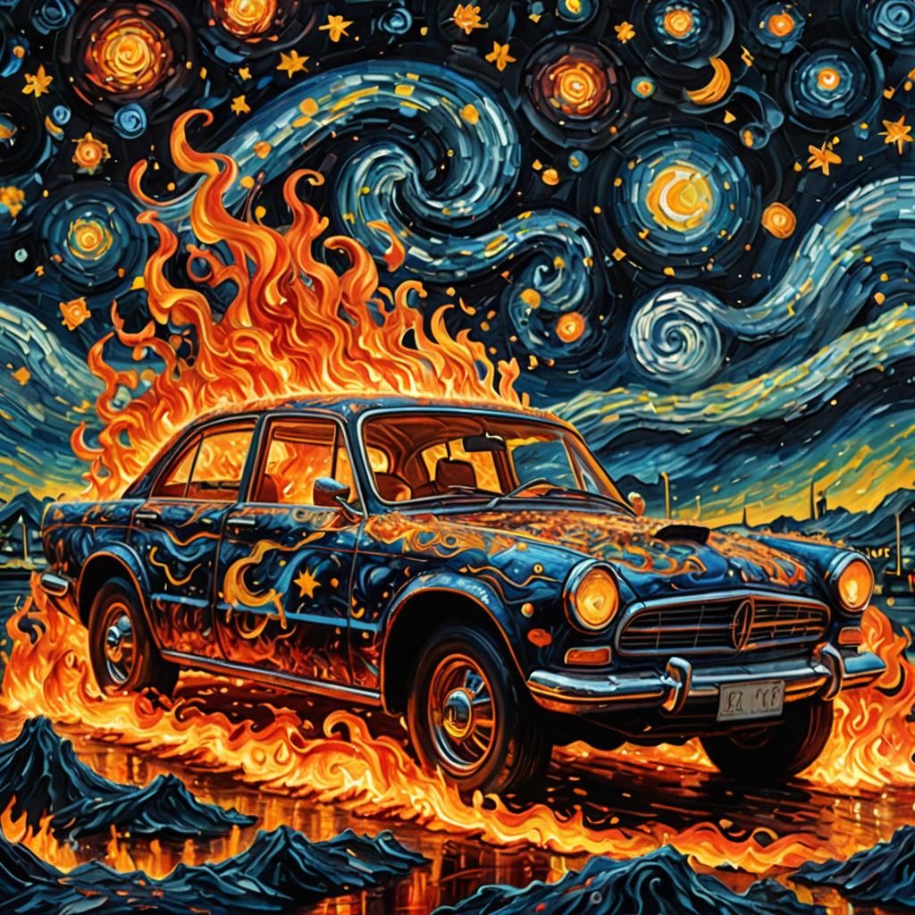 Car on fire the different way