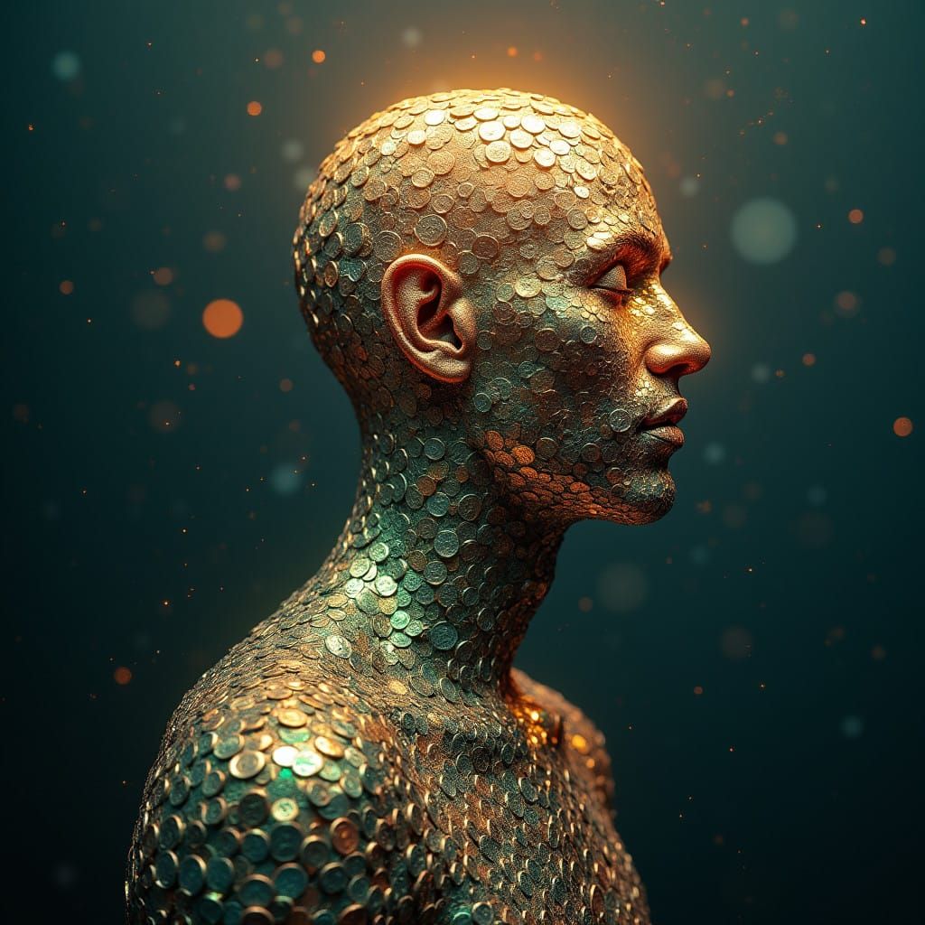 Hyper-Realistic Dime Figure in Vivid, Magical Realism