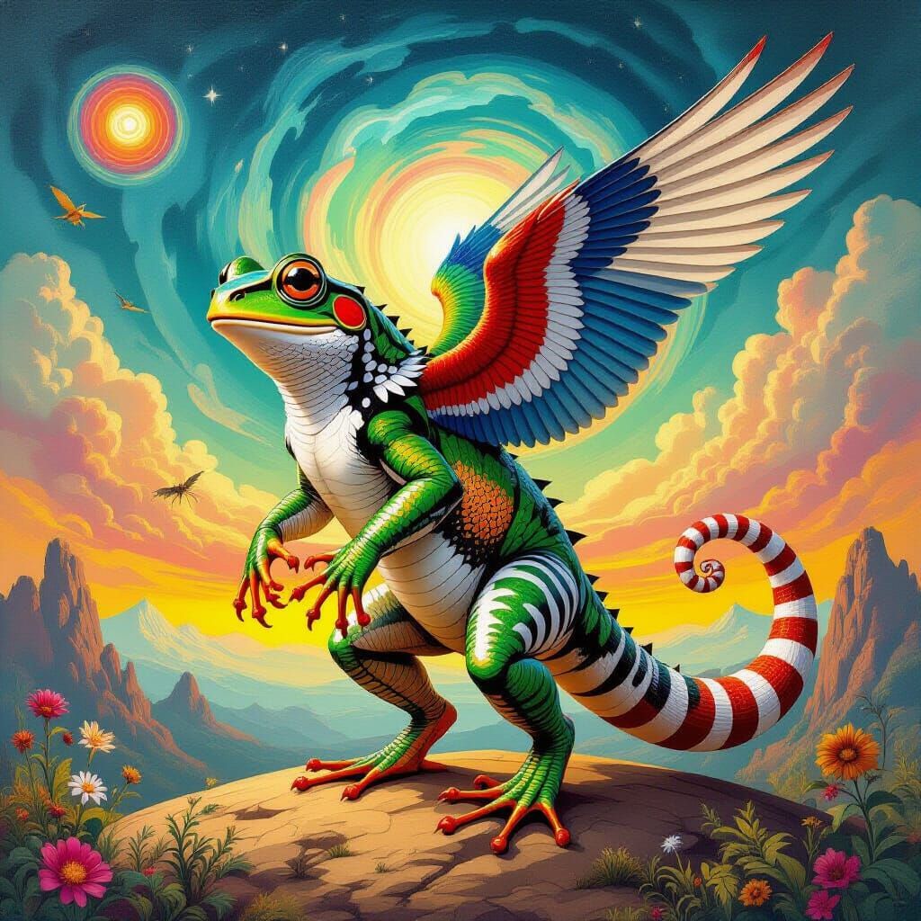 Fantastical Chimera: Frog, Fish, Hawk, Squirrel, Zebra, Shri...