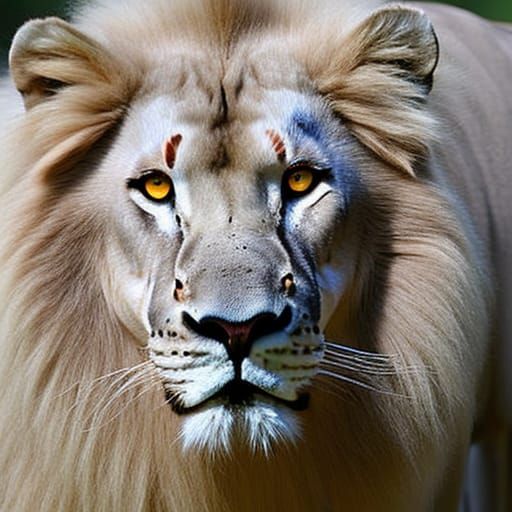 Majestic White Lion with Purple Eyes