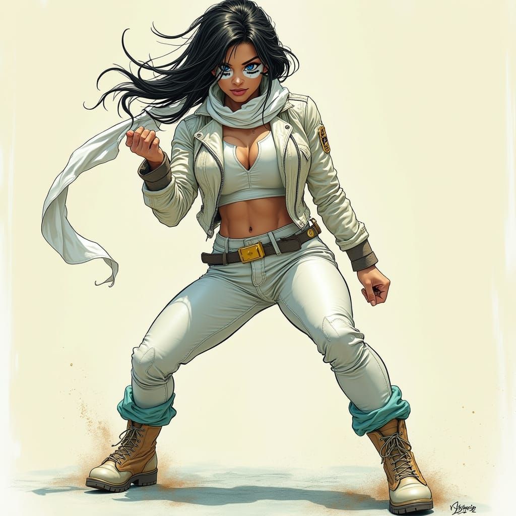 Woman Warrior in Comic Book Art Style