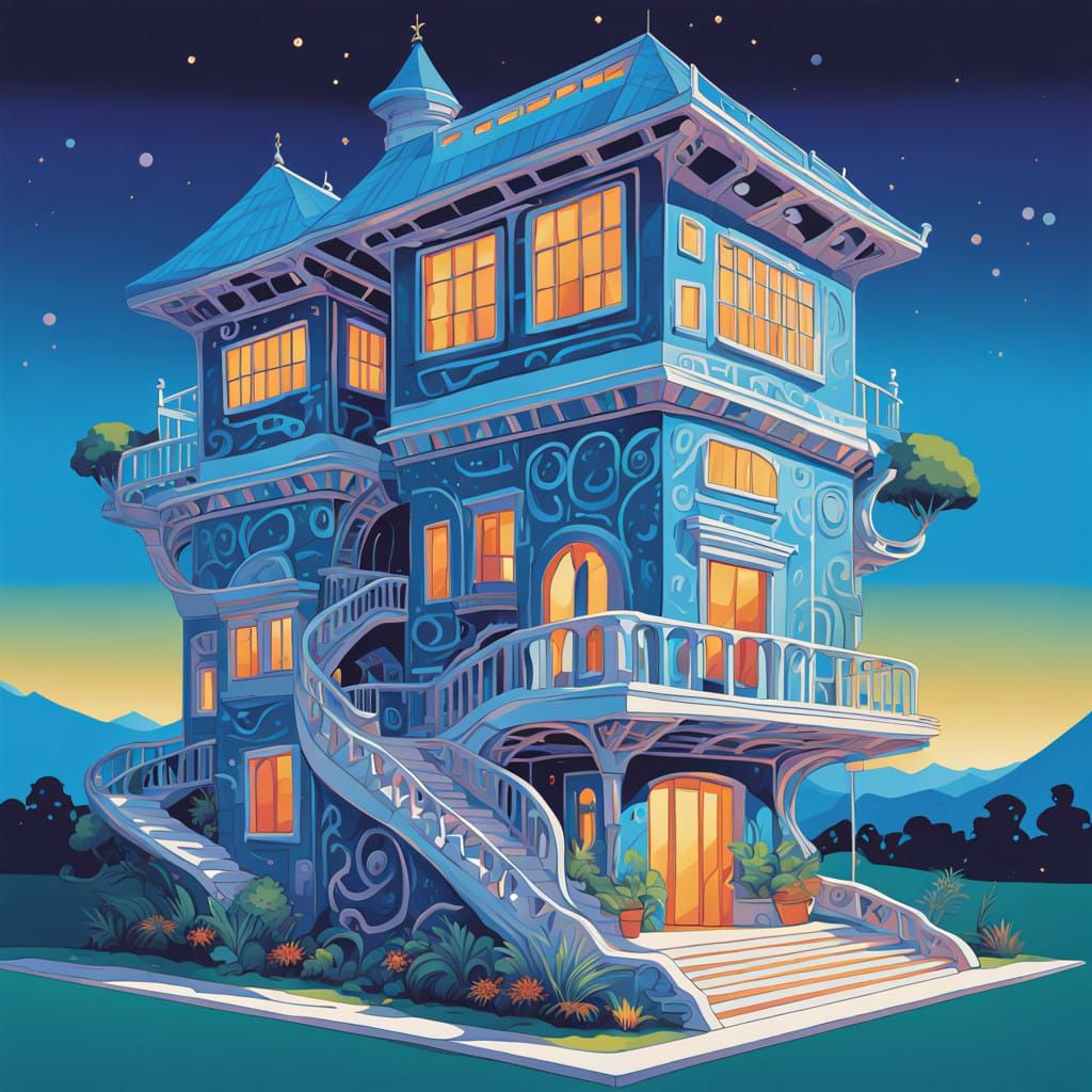 Surreal Mathemagical Mansion in Futuristic Aesthetic