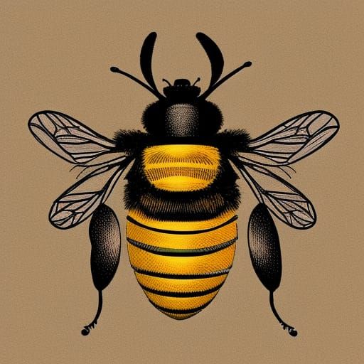 Queen Bee in Basic Line Art Style