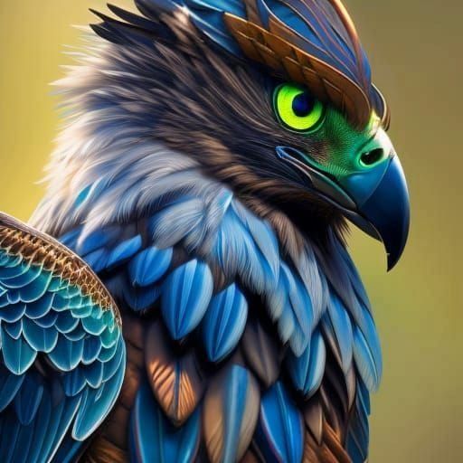 Hyperdetailed Portrait of White Feathered Creature, Digital ...