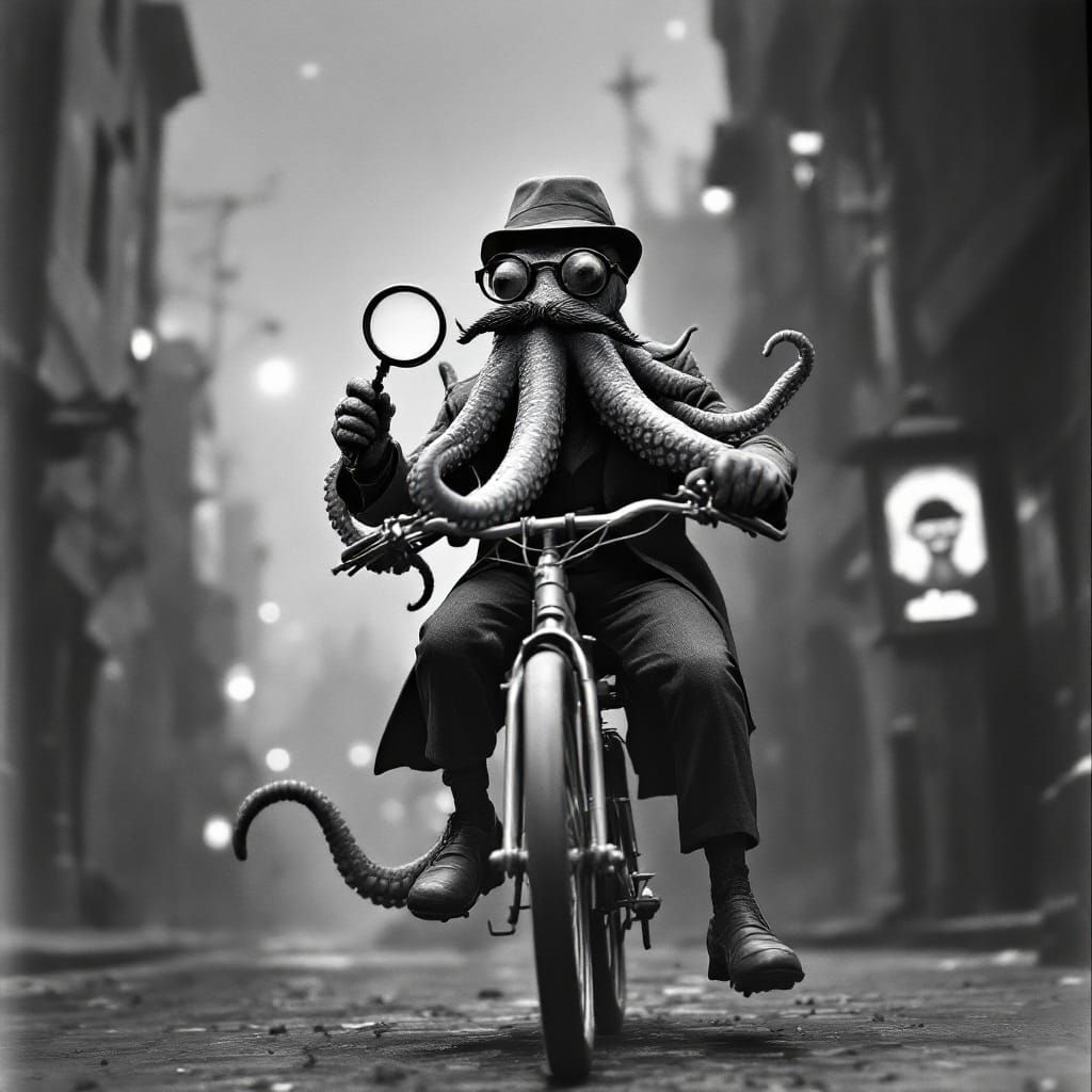 Octopus Detective in Film Noir Underwater City