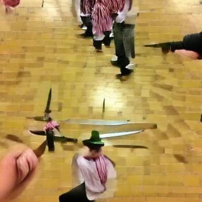 Dynamic Sword Dancer Illustration in Digital Style