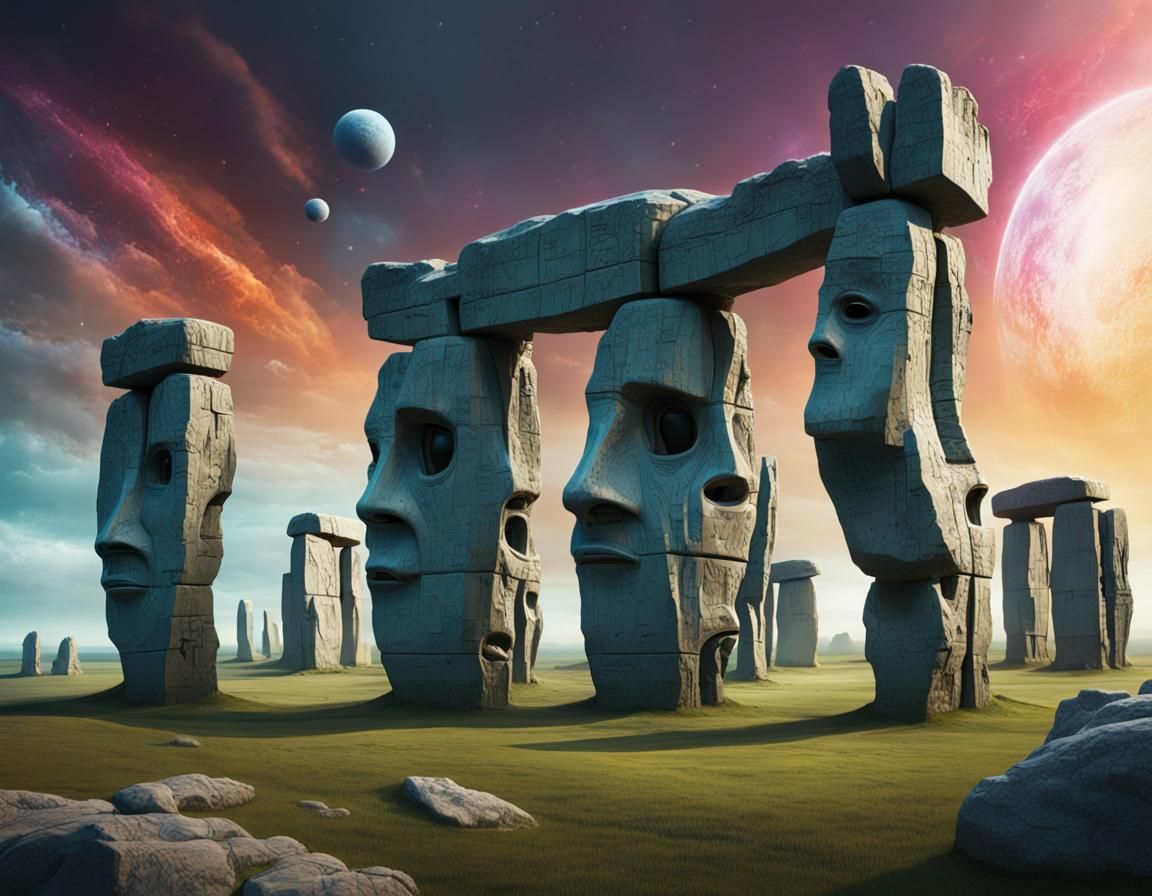 Alien Spaceship Arrives Near Stonehenge: Hyperrealistic Art