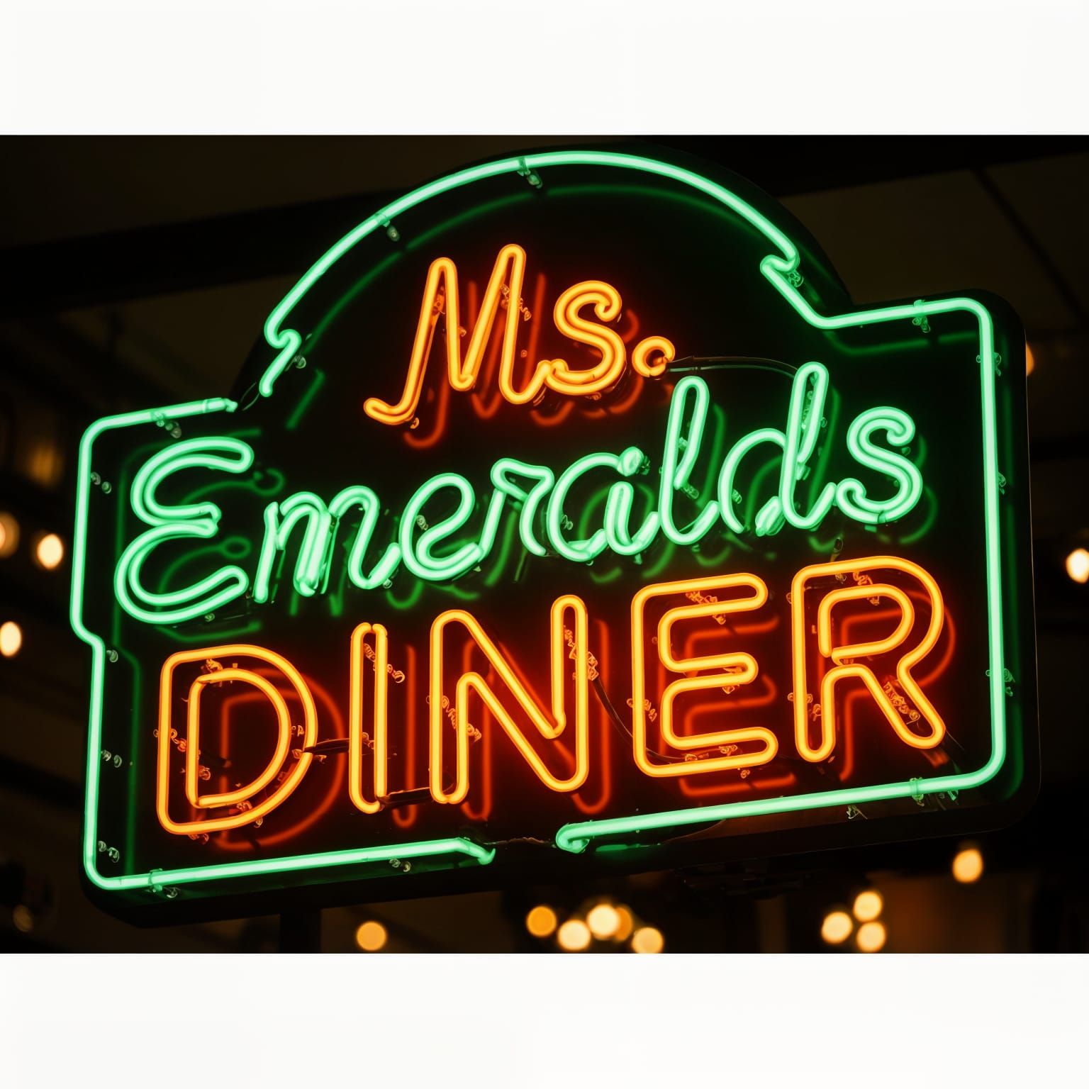Vintage Neon Diner Sign: Ms. Emeralds