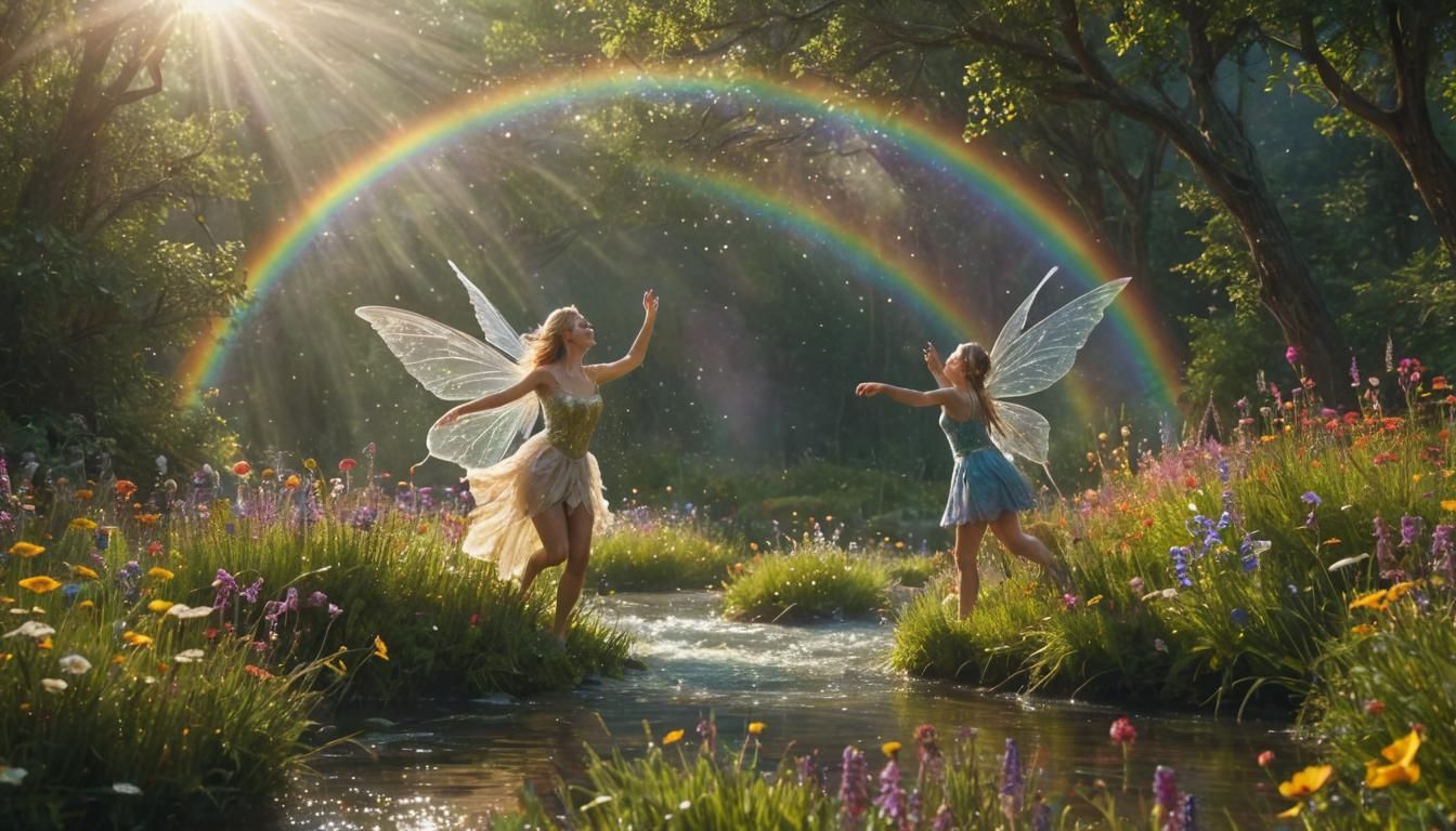 Ethereal Fairy Dances in a Radiant Landscape