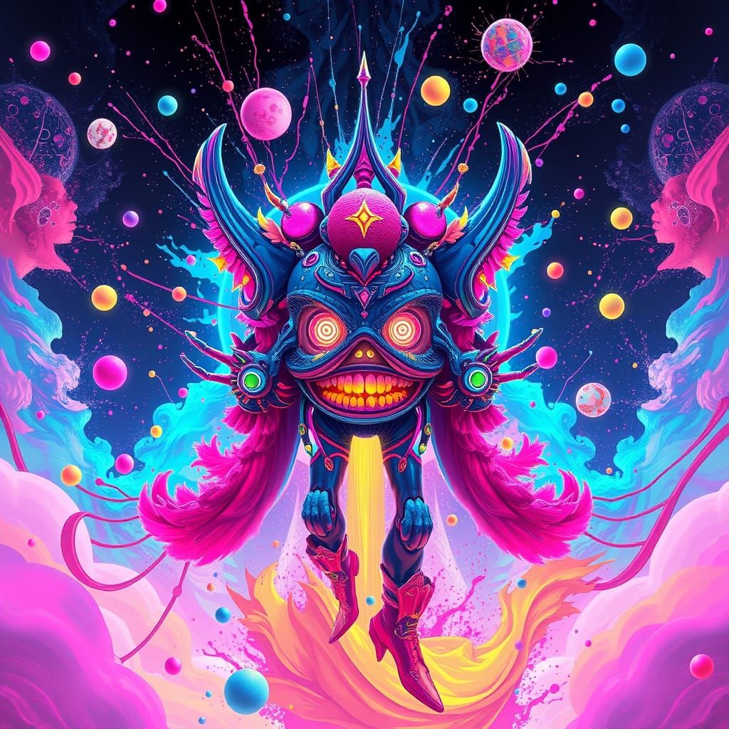 Epic Digital Painting with Vibrant Splashes and Futuristic N...