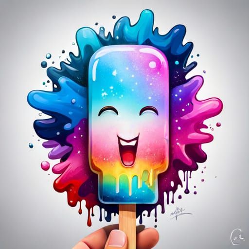 Cute Cartoon Popsicle Art as Digital Inkblot Drawing
