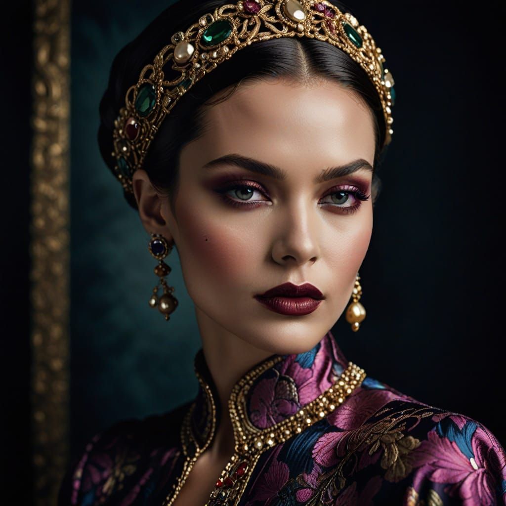 Luxurious Vogue Portrait in Rich Jewel-Toned Colors