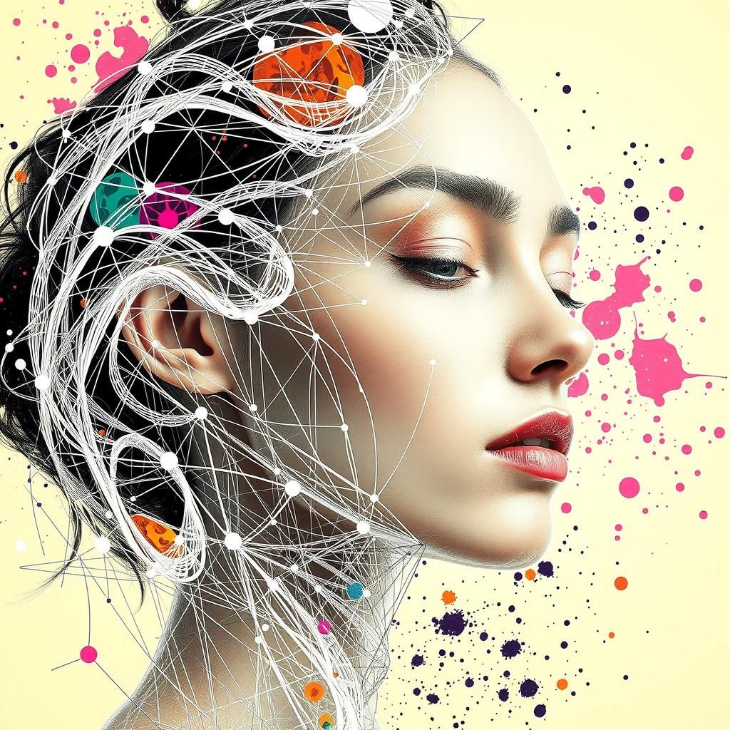 Wireframe Woman: A Geometric Abstract Artwork