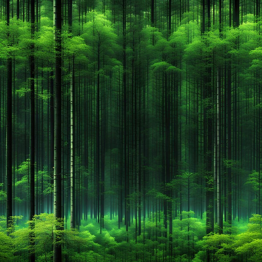 Glitch Effect Forest Matrix with Computer Coding