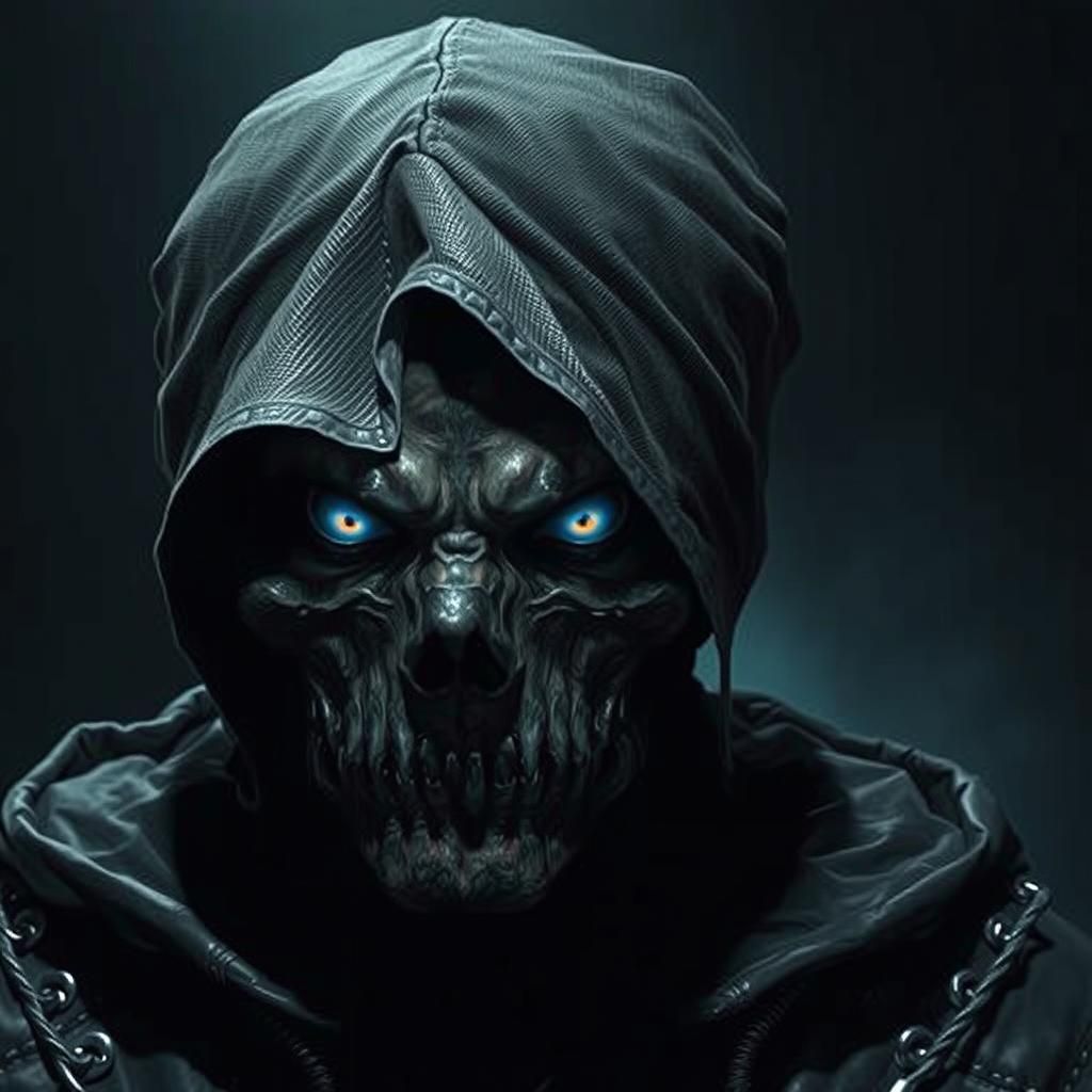 Hyperrealistic Ghostface Portrait in Biomechanical Style