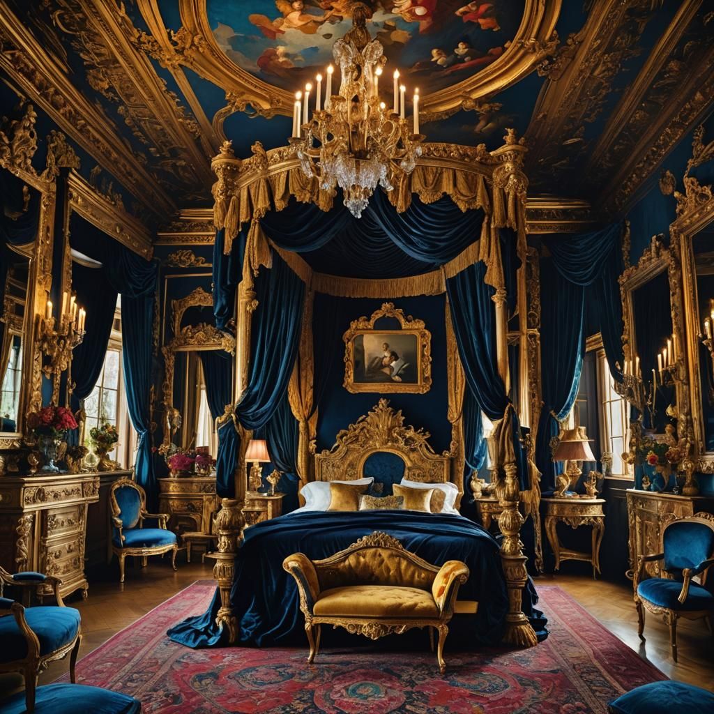Baroque Mansion Room with Ornate Mirror