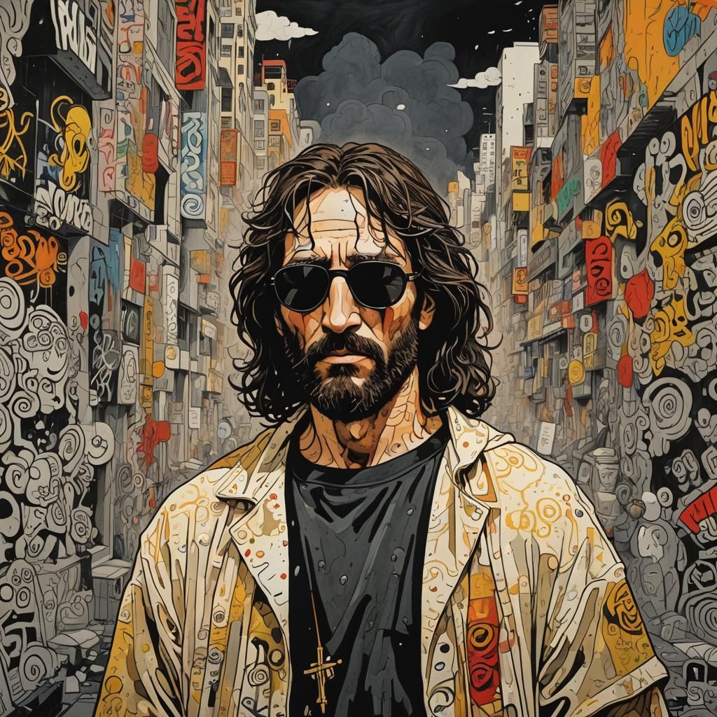 Hell (vacations:1.3) in heaven+sunglasses+wearing,
(Jesus:1....