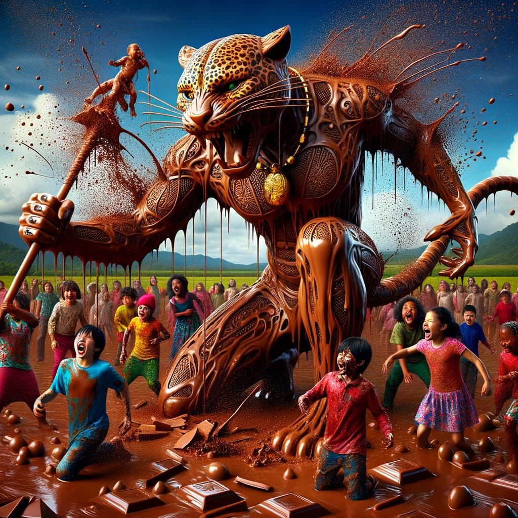 Chocolate Jaguar Samurai in a Vivid Scene
