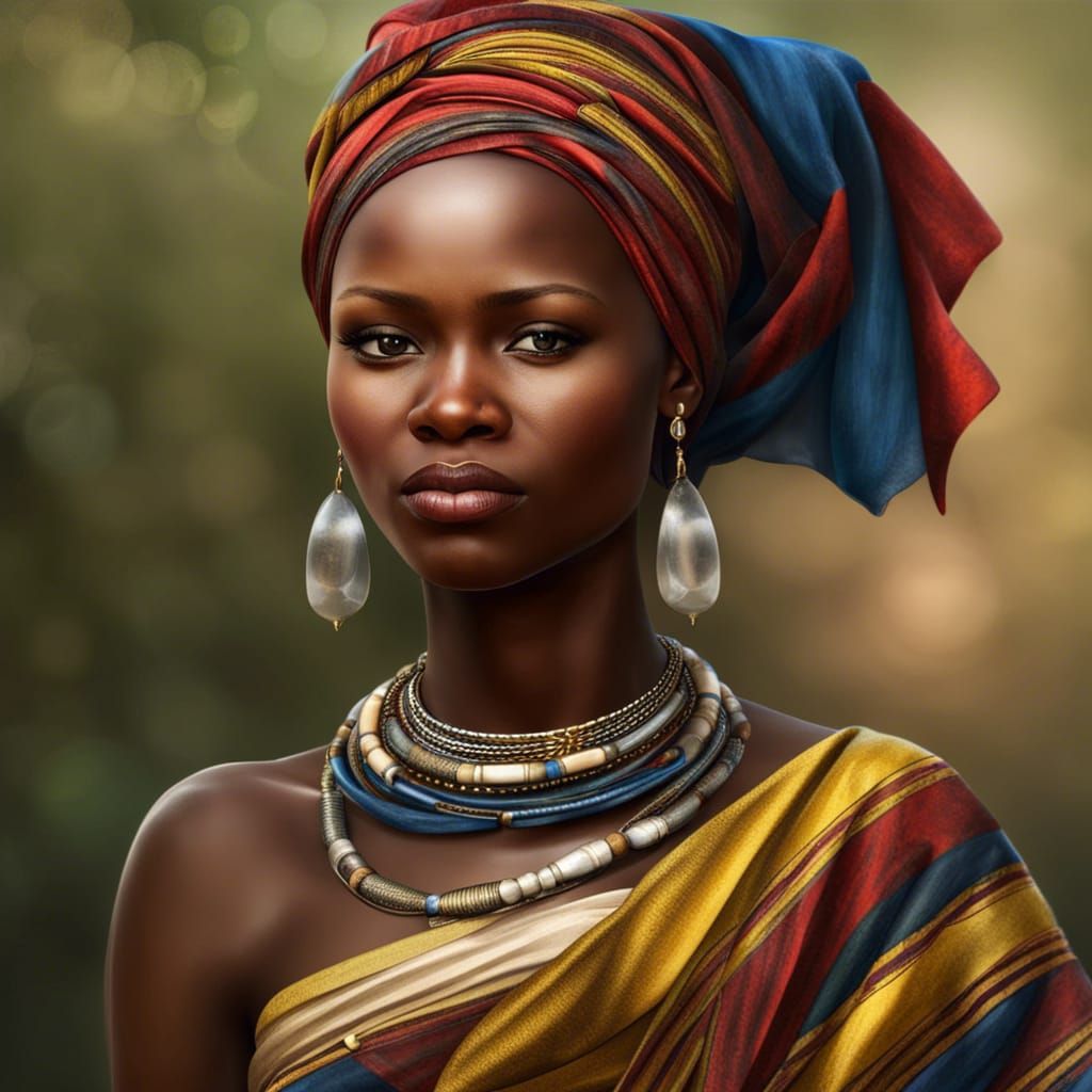 Realistic Portrait of Central African Republic Woman