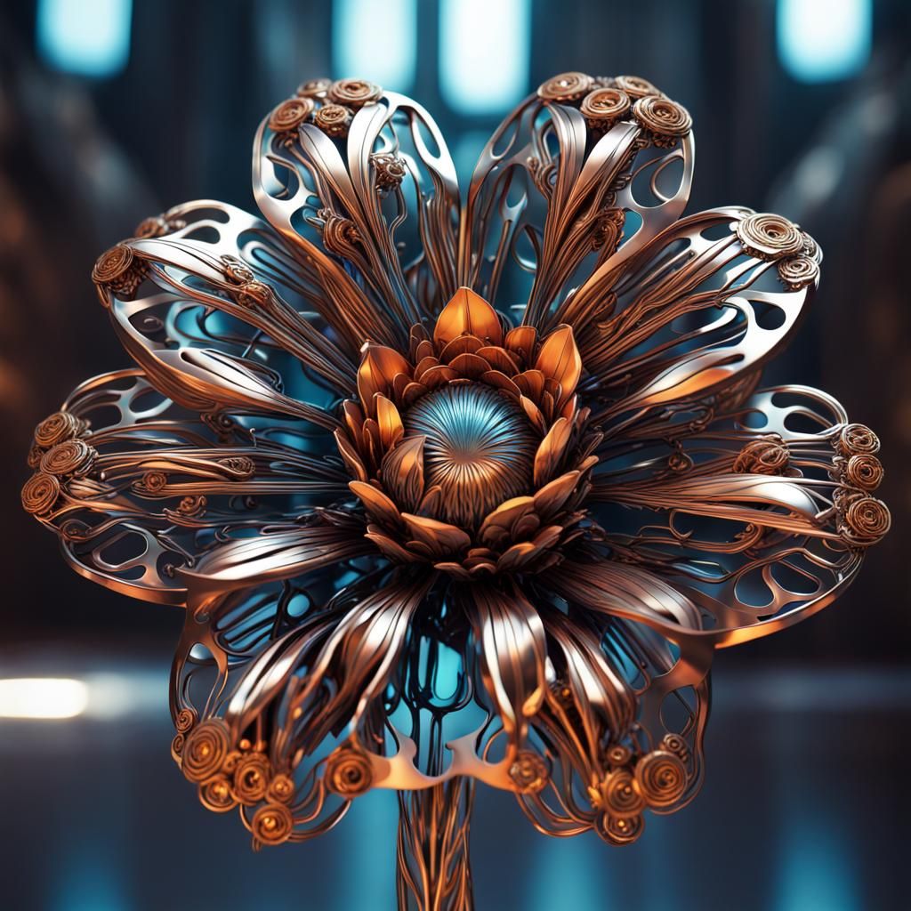 sci-fi metal flower